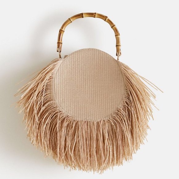 Mango Handbags - Mango Raffia Fringe Bag